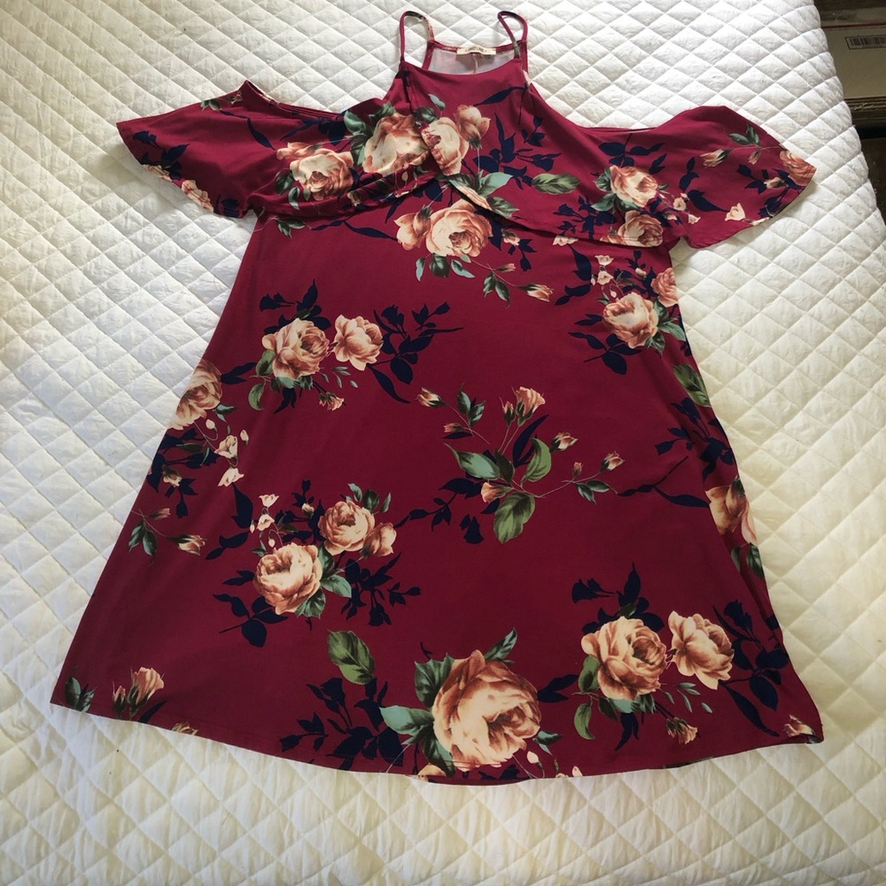 First Love Cold Shoulder Floral Dress